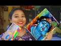 Cute krishna drawing with oil pastel, Face reveal video 😁😁