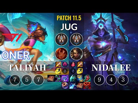 T1 Oner Taliyah vs Nidalee Jungle - KR Patch 11.5
