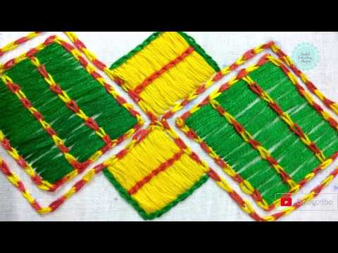 Hand Embroidery: Filling Stitch with Checkered Chain Stitch | Sarbjit Embroidery Designs