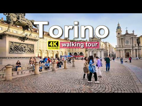 Torino Italy 🇮🇹 Walking Tour | 4K UHD | Castello, Via Roma & City Views 🚶‍♂️✨