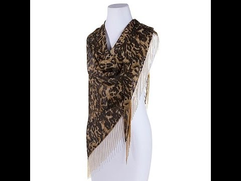 RK by Ranjana Khan Leopard Print Fringe Scarf