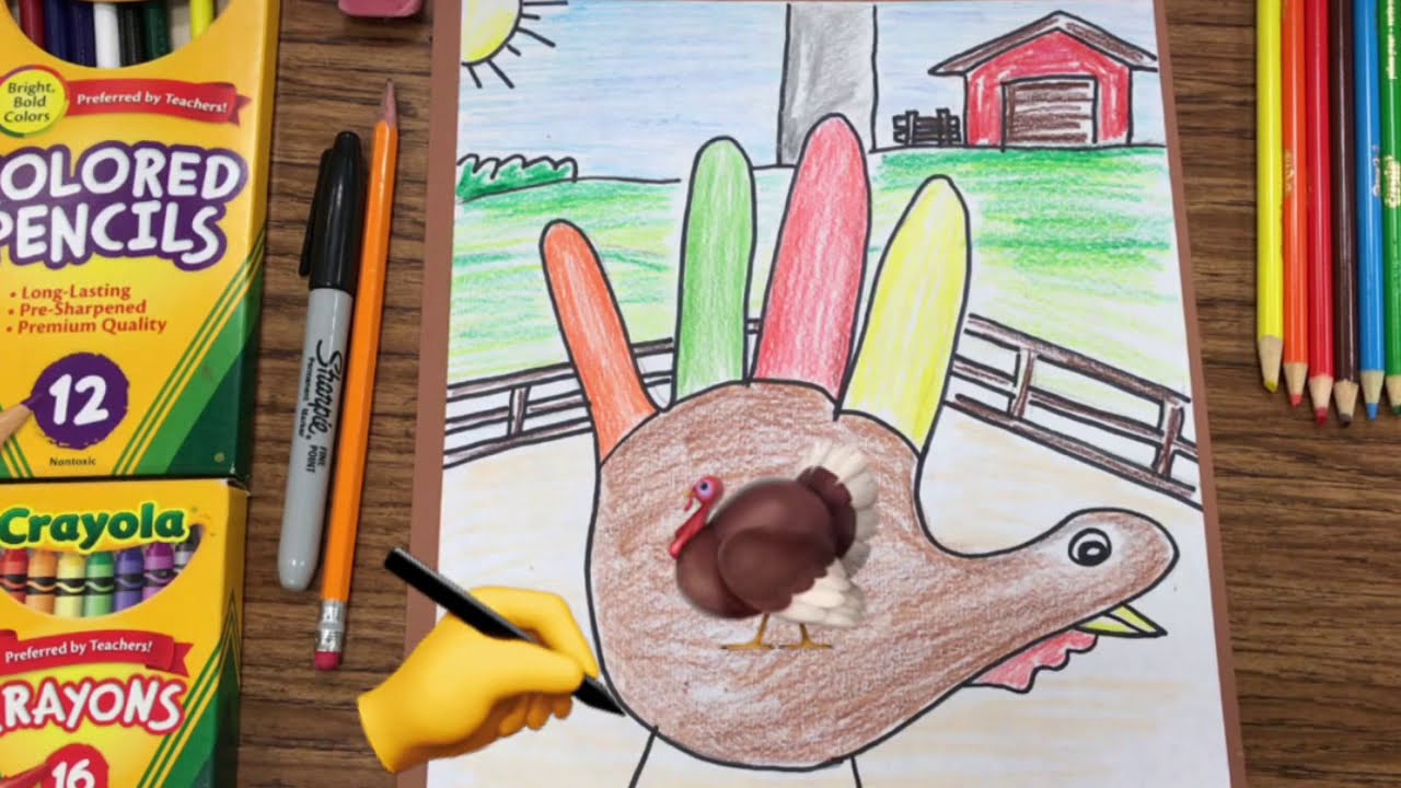 How to Draw a TURKEY Hand - Great Thanksgiving KIDS Project for any AGE or Ability #mrschuettesart
