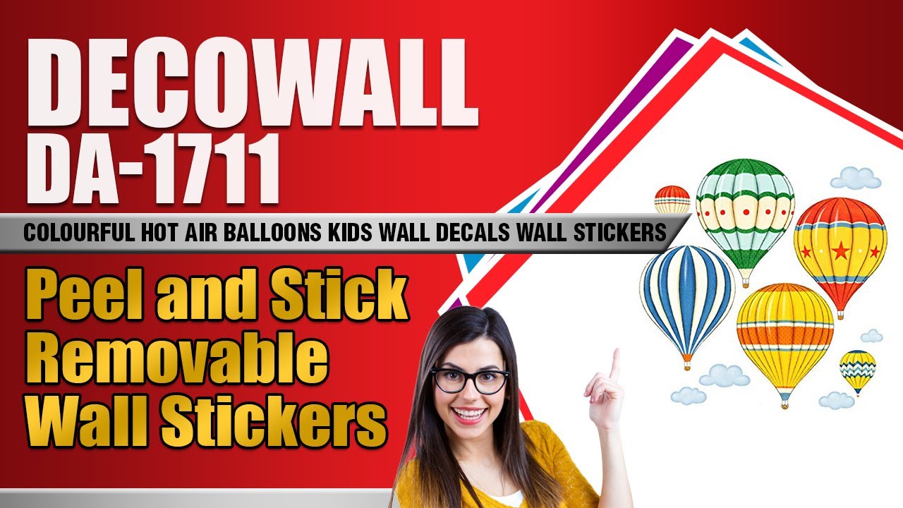 Watch video Decowall DA-1711 Colourful Hot Air Balloons Kids Wall Decals Wall Stickers Peel and Now Decowall DA-1711 Colourful Hot Air Balloons Kids Wall Decals Wall Stickers Peel and