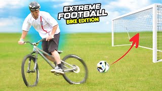 EXTREME FOOTBALL TRICK SHOTS WITH MY MOUNTAIN BIKE!