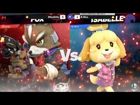 TSL 204 SSBU Losers Semifinals - RileyKitty (Zero Suit Samus / Fox / Sheik) vs B-Rice (Isabelle)