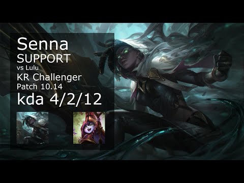 Senna Support & Ezreal vs Lulu & Kai'Sa - KR Challenger 4/2/12 Patch 10.14 // [롤] 세나 vs 룰루 서폿