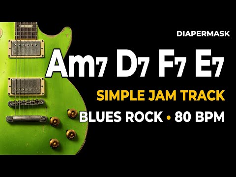 Am7 D7 F7 E7 Backing Track | 80 BPM | A Minor Blues Rock Jam Track