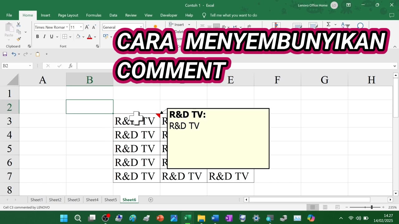 Tutorial Cara Menyembunyikan Comment di Excel