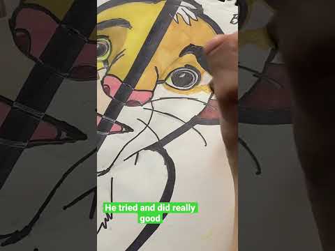 Drawing Simba from lion king 👑. Vs my brother. End is awesome #fyp #fouryoupage #viral