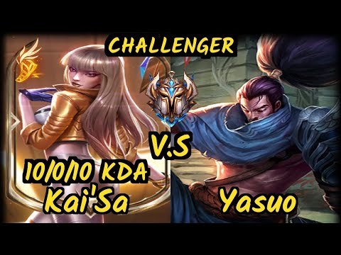 Theusma (KAI'SA) vs YASUO - 10/0/10 KDA BOTTOM ADC CHALLENGER GAMEPLAY - BR