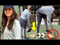 With Sweet Gesture Aka Mrunal Thakur Playing With Cat Outside Of Dessus Gym At Santacruz Exclusive