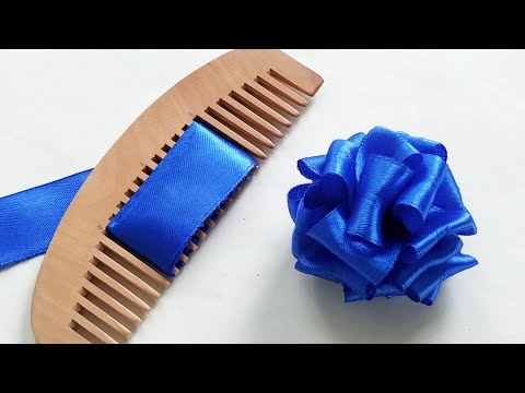 Super Easy Ribbon Flower making with Hair Comb | Beautiful Ribbon Flower Design Trick