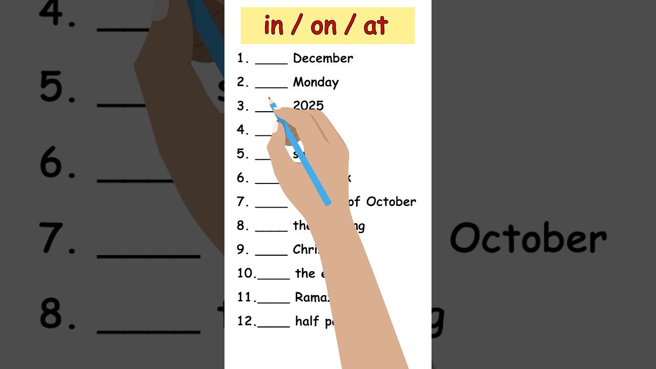Prepositions Test | On, In, At #prepositions #grammarquiz