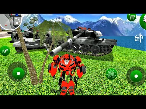 Flying Robot Car Battle Simulator - New Game of transformers vs 3 tanks like GTA - Android Gameplay