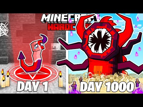 1000 Days as a DEMON WORM in Minecraft! (SHOCKING)