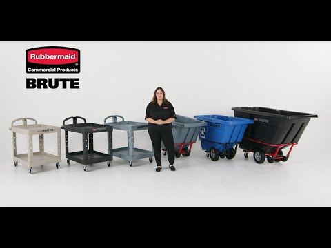 Product video for BRUTE Heavy-Duty Ergo Handle Utility Cart with Pneumatic Casters, Lipped Shelf, Medium, 500 lb. Capacity - Black