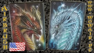 Airbrush by Wow No.527 " Fire and Ice Dragon on 2 iPad´s " with english commentary HD