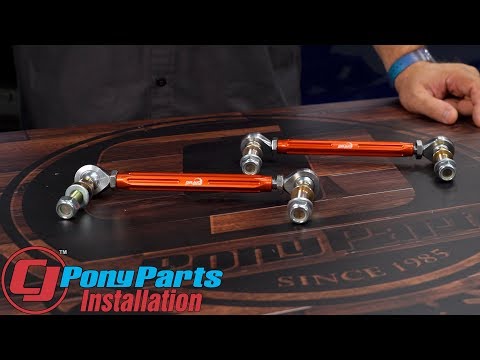 2015-2023 Mustang Drake Muscle Cars Sway Bar End Link Adjustable Front Pair Installation