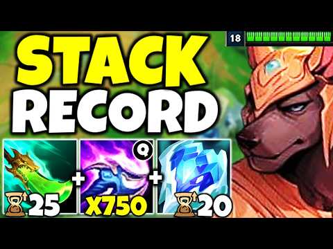 I BROKE THE NASUS STACK RECORD AT 20 MINUTES! (750 STACKS, NO Q COOLDOWN)