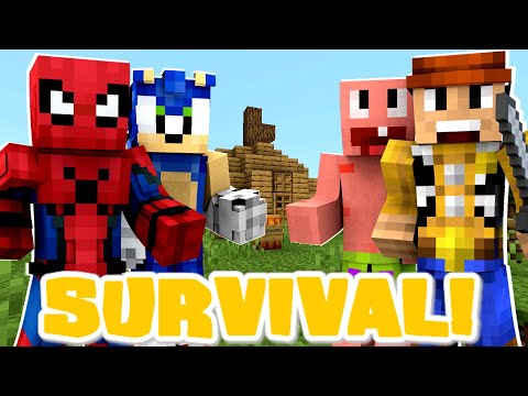 Minecraft Celebrity Survival - SPONGEBOB, TOYSTORY, SONIC + MORE! [1]