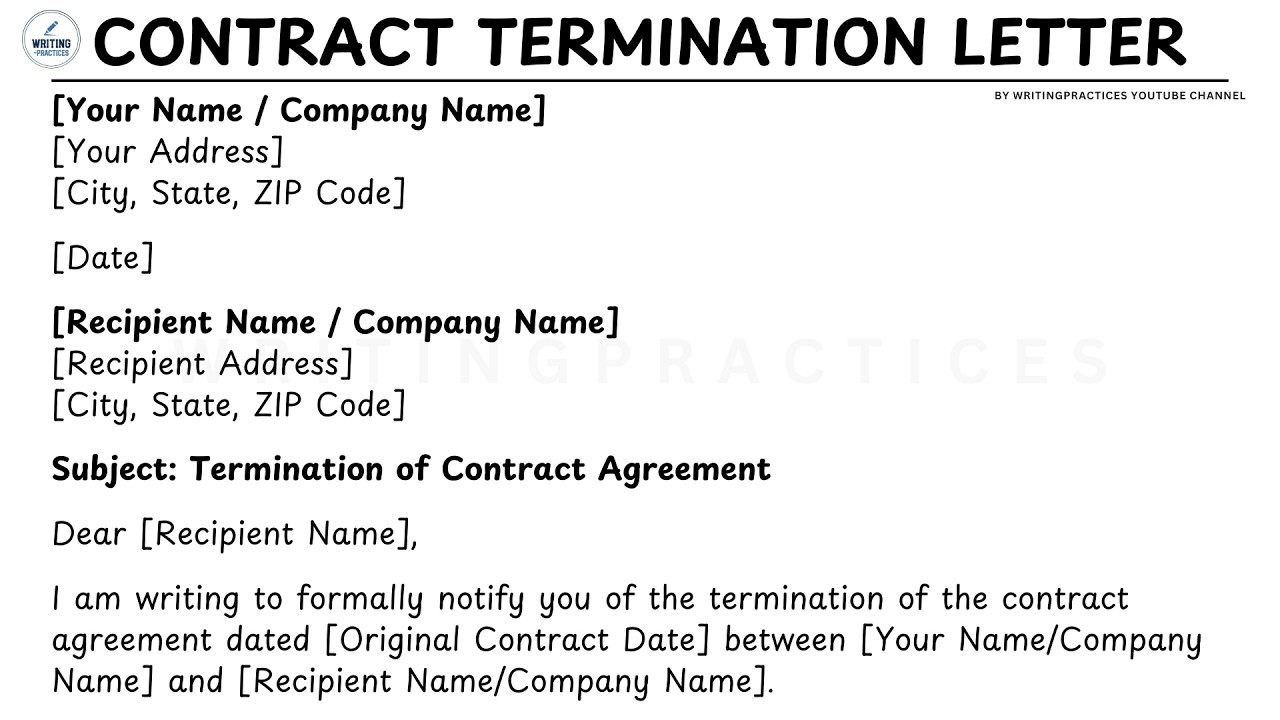 How To Write A Legal Termination of Contract Letter Template Step by Step Guide | Writing Practices