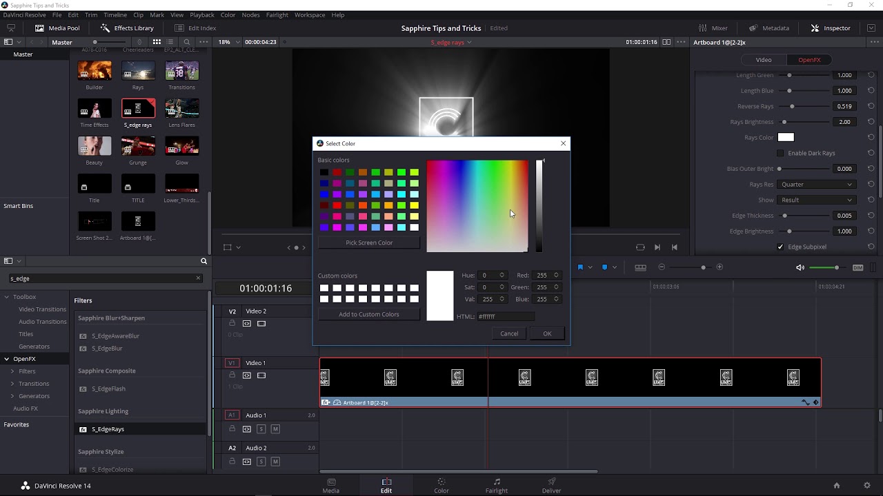 Using Sapphire EdgeRays to Create Beautiful Volumetric Lighting in Davinci Resolve