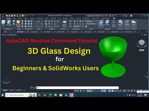 AutoCAD Revolve Command Tutorial – 3D Glass Design for Beginners & SolidWorks Users