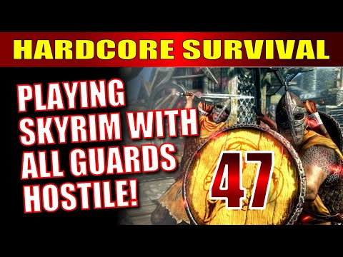 Skyrim AE Hardcore Survival Mode Walkthrough #47 - Stillborn Cave 2 + Getting Arrested in Whiterun