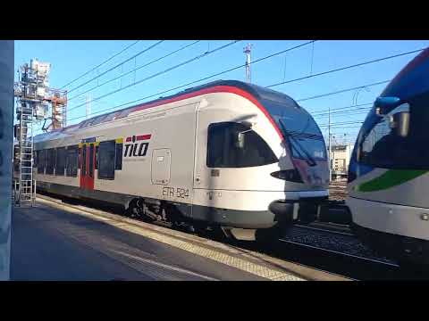 Treno a Monza Etr 524 112 + Etr 524 101 Tilo Regio Express 25522 da Milano Centrale a Locarno