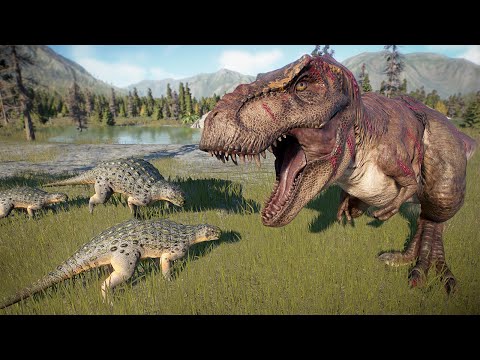 2x T-REX HUNTING IN WOODLAND ENVIRONMENT - Jurassic World Evolution 2