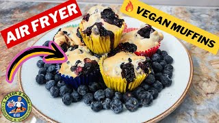 Easy Air Fryer VEGAN Blueberry Muffins