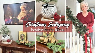 Deck the Halls! Create a Festive & Nostalgic Christmas Entryway including Beautiful Stair Railings