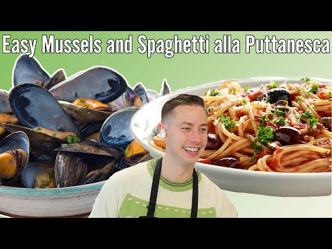 Italian Beer Mussels Recipe and Spaghetti Alla Puttanesca