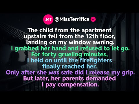 The child from the apartment upstairs fell from the 12th floor, landing on my window awning...