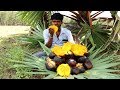 Farm Fresh PALM FRUIT Cutting and Eating In My Village | sugar palm fruit | village food taste