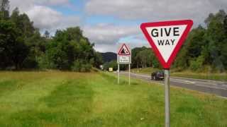 Yield Sign A9 Road North To Inverness Scottish Highlands Scotland