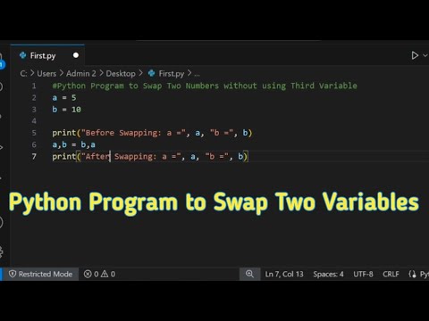 Python Program To Swap Two Variables Without Using Temp Variable Swap Two Variables Vs Code