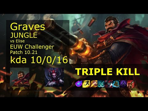 Graves vs Elise Jungle - EUW Challenger 10/0/16 Patch 10.21 Gameplay