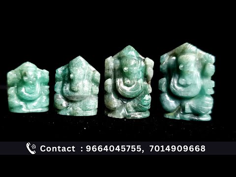 Lord Ganesha, Natural Emerald Gemstone Ganesha Statue, Natural Panna Gemstone Ganesha For Jewelry