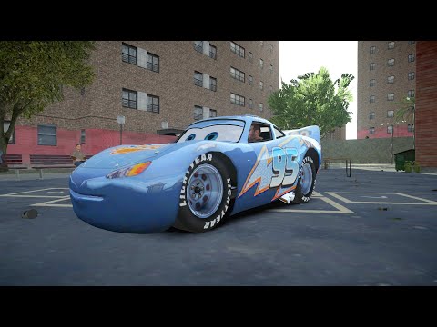 GTA IV LIGHTHING MCQUEEN DINOCO CRASH TESTING HD