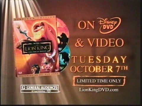 The Lion King, Disney DVD (2 Disc Platinum Edition) Release Promo, The WB KBWB 20 (Oct 02, 2003)