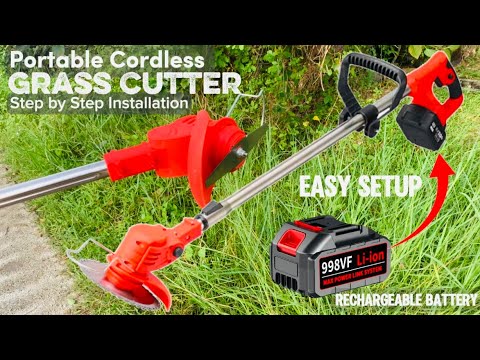 How to Assemble and Setup Cordless Grass Cutter Step by Step | Portable Rechargeable Grass Trimmer