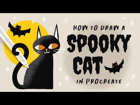 How to Draw a Spooky Cat in Procreate // Beginner Procreate Tutorial