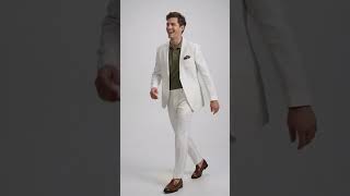 Men’s White Linen and Cotton Summer Suit, Basic Modern 2 Piece Wedding and Beach Suit video