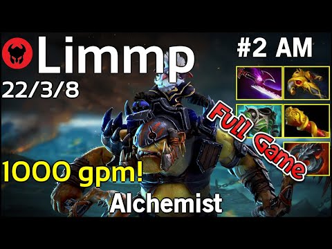 1000 gpm! Limmp [coL] plays Alchemist!!! Dota 2 Full Game 7.22