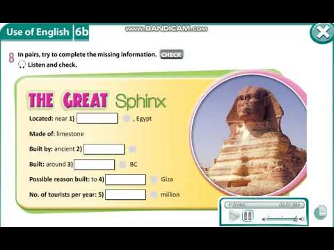 Excel 8.Module 6.Listening The Great Sphinx.Ex:8.p67