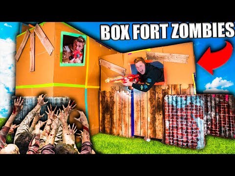 TWO STORY BOX FORT ZOMBIES BASE 📦😱 24 HOUR Zombies Survival Challenge