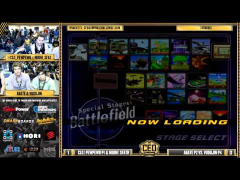 CEO 2015 - CLG | PewPewU & MIOM | SFAT Vs. Abate & Vudujin - SSBM Doubles Tournament - Smash Melee