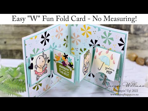 Easy "W" Fun Fold Card - No Measuring Required!  with the Hippest Hippos Bundle