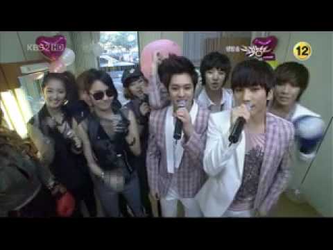 100604 [CLIP] MBLAQ & 4Minute in waiting room @ Music Bank